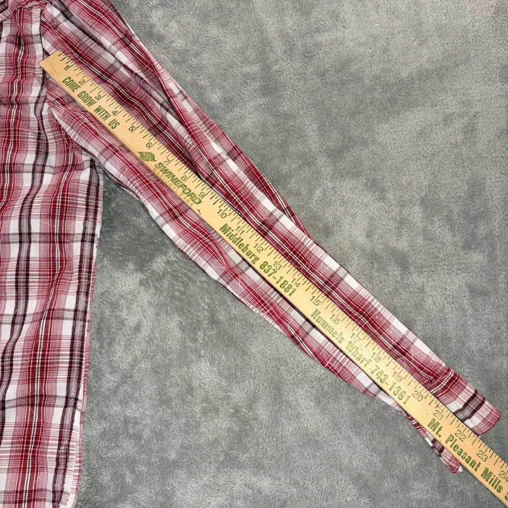 Levi's Western Shirt Mens Large Red Plaid Pearl Snap Long Sleeve Cotton 3571